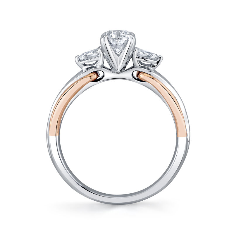 Oval Natural Diamond 1ctw. Three Stone Engagement Ring in 14k White and Rose Gold image number null